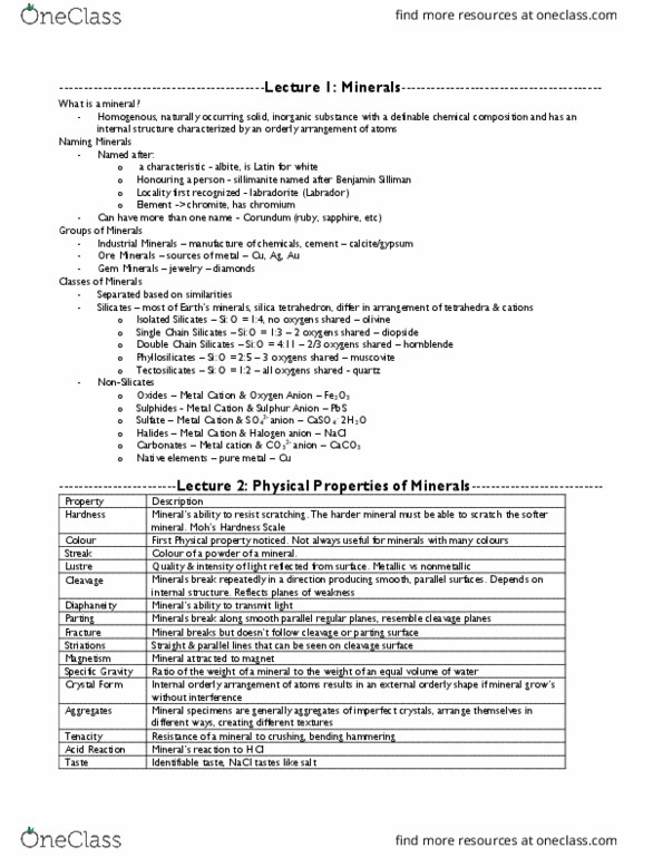 ERSC 2P17 Midterm: Midterm Review - OneClass