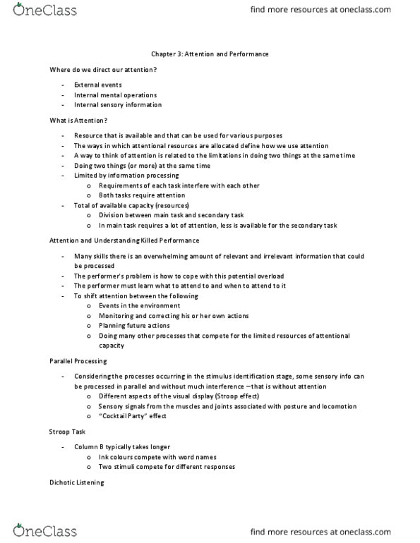 PHED-2206EL Lecture Notes - Lecture 3: Stroop Effect, Attention, Handsfree thumbnail