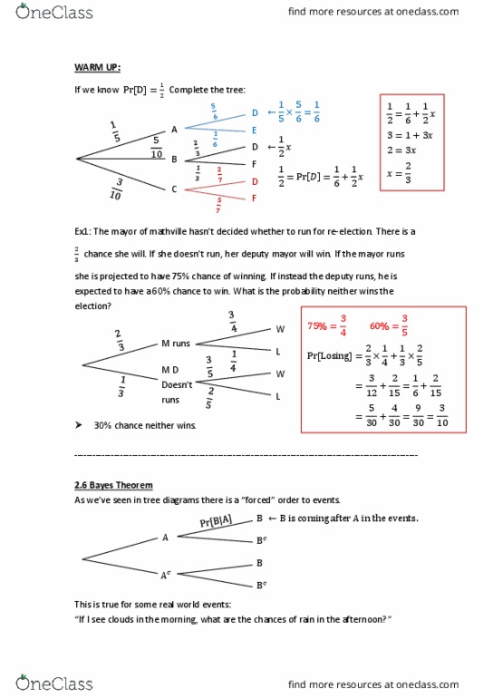 Mathematics 1228A/B Lecture 19: 2.6 Bayes Theorem thumbnail