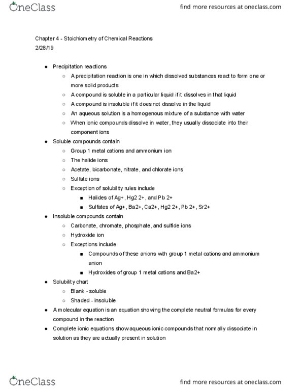 CHEM 1127Q Lecture Notes - Lecture 9: Chemical Equation, Solution, Chlorate thumbnail