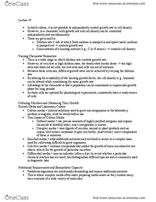 BSC 310 Lecture Notes - Lecture 76: Chemostat, Meat Extract, Yeast Extract thumbnail