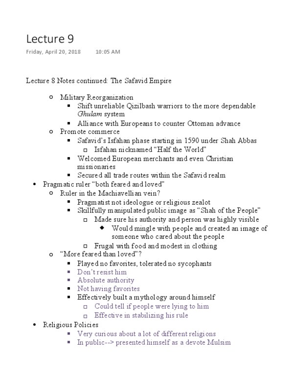 MMW 13 Lecture Notes - Lecture 9: Qizilbash, Qadi, Zoroastrianism thumbnail