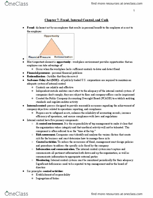 33:010:272 Chapter Notes - Chapter 7: Bank Reconciliation, Internal Control, Negotiable Instrument thumbnail