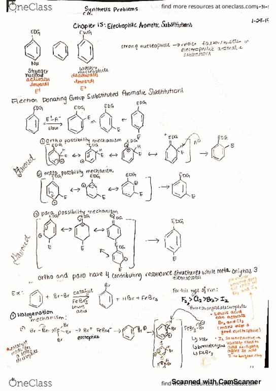 CHEM 2202 Lecture 3: Ch. 15 - Electrophilic Aromatic Substitutions, Benzylic Reactions and Nucleophilic Aromatic Substitutions thumbnail