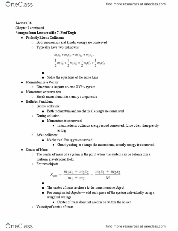 PHYS 6A Lecture Notes - Lecture 16: Inelastic Collision, Point Particle, Weighted Arithmetic Mean thumbnail