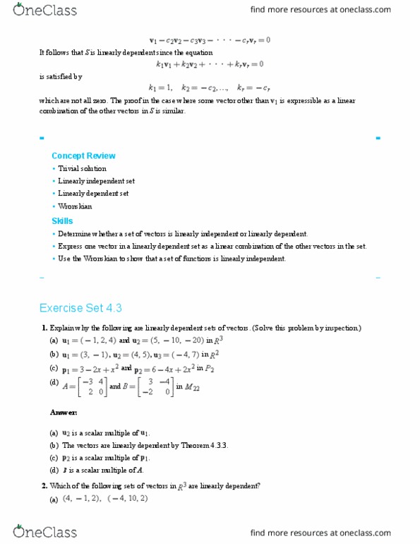 MATH 3510 Chapter Notes - Chapter 15: Linear Independence, John Wiley & Sons, Linear Combination thumbnail