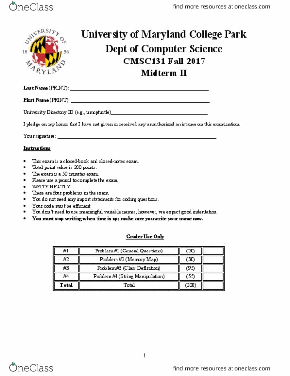 CMSC 131 Study Guide Fall 2018, Final Instance Variable, Duplicate
