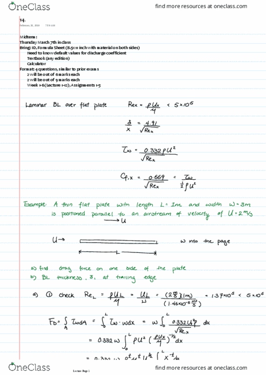 MEC E331 Lecture Notes - Lecture 14: Discharge Coefficient thumbnail