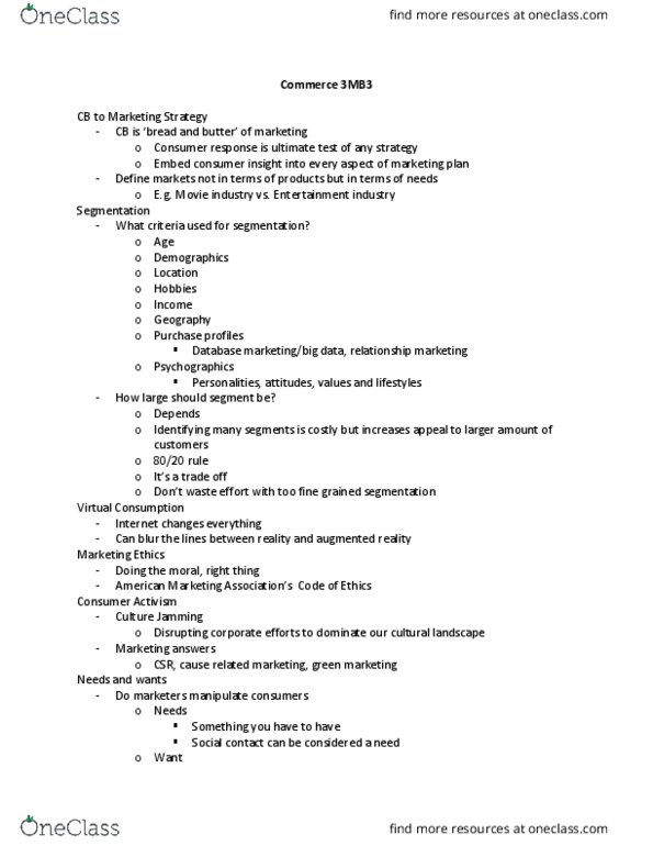 COMMERCE 3MB3 Lecture Notes - Lecture 1: Homeostasis, High Culture, Ebay thumbnail