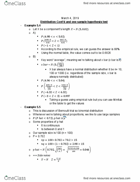 STAT 213 Lecture Notes - Lecture 23: Bernoulli Trial, Binomial Distribution, Minitab cover image
