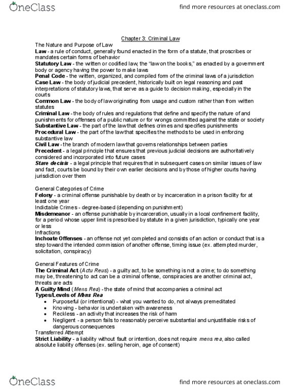 01:202:201 Lecture Notes - Lecture 3: Precedent, Mens Rea, Strict Liability thumbnail