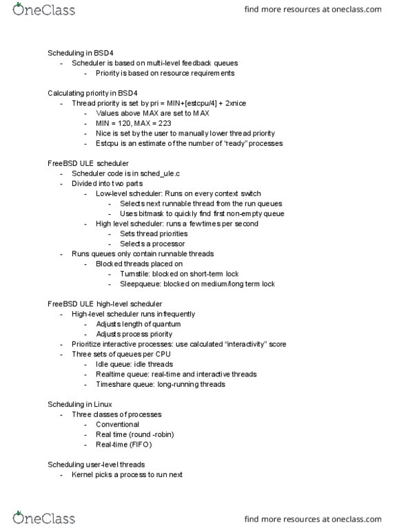 CSE 131 Lecture Notes - Lecture 10: Freebsd, Context Switch, Timeshare thumbnail