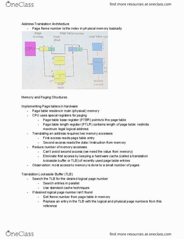 CSE 131 Lecture Notes - Lecture 16: Dirty Bit, Page Table, Logical Address thumbnail