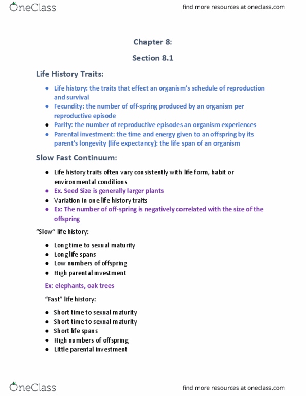 BIOL 2140 Lecture Notes - Lecture 5: Parental Investment, Fecundity, Senescence thumbnail