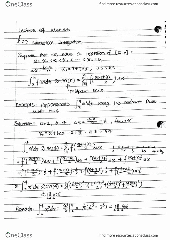 MATH 105 Lecture 27: numerical integration cover image