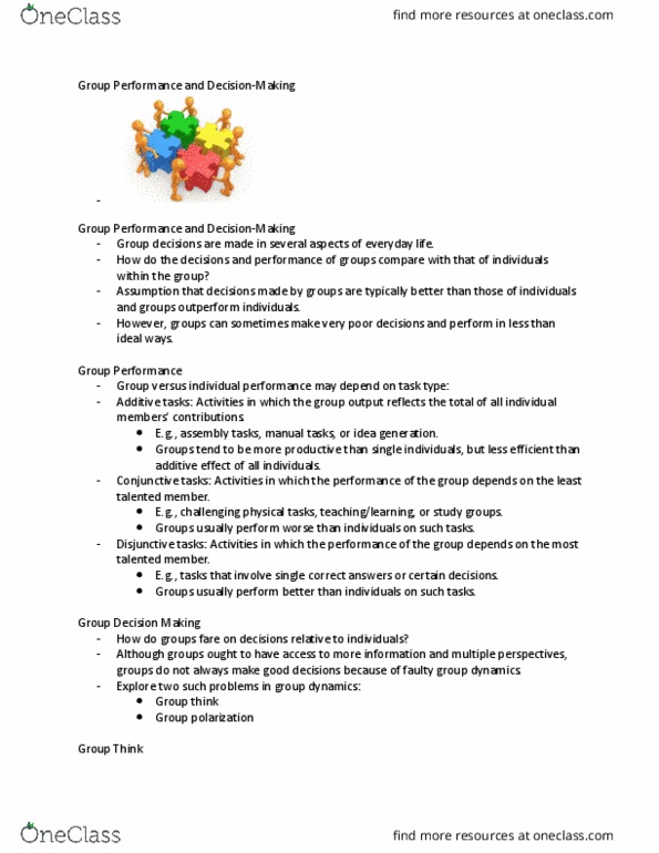 PSYCO241 Lecture Notes - Lecture 59: Group Dynamics, Group Polarization thumbnail