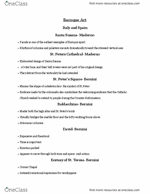ARTH 1130 Lecture Notes - Lecture 17: Carlo Maderno, Gian Lorenzo Bernini, Skeleton Key thumbnail