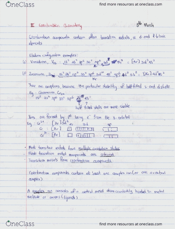 CHEM105 Lecture Notes - Lecture 17: Ethylenediaminetetraacetic Acid, Covalent Bond, Coordination Complex cover image