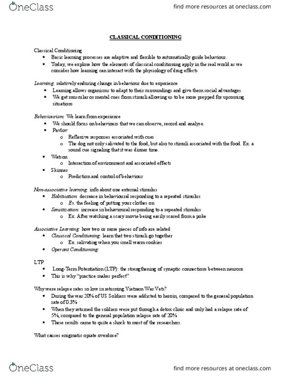 PSYCH 1X03 Lecture Notes - Lecture 3: Operant Conditioning, Habituation, Behaviorism thumbnail