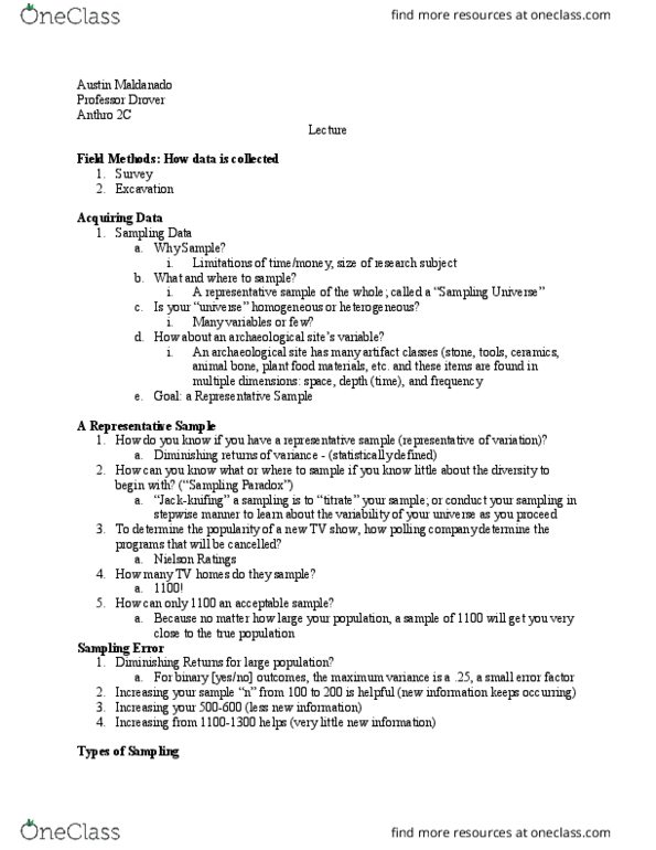 ANTHRO 2C Lecture Notes - Lecture 11: Nielsen Ratings, Jackknifing, Diminishing Returns thumbnail