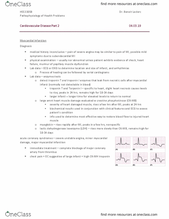 HSS 3305 Chapter Notes - Chapter 11: Creatine Kinase, Unstable Angina, Lactate Dehydrogenase thumbnail