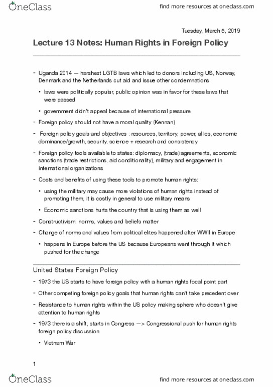 PSC 2367 Lecture Notes - Lecture 13: Lgbt, Economic Sanctions, Anti-Communism thumbnail