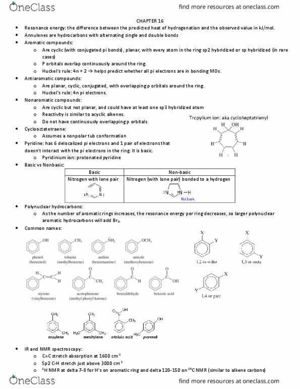 CHEM 2021 Chapter Notes - Chapter 16: Polycyclic Aromatic Hydrocarbon, Lone Pair, Cyclooctatetraene thumbnail