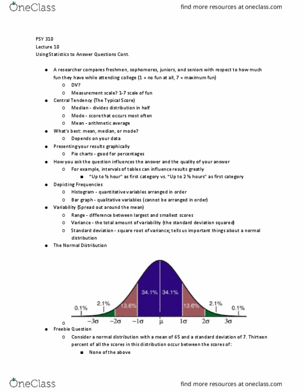 PSY 310 Lecture Notes - Lecture 10: Maximum Fun, Standard Deviation, Bar Chart thumbnail