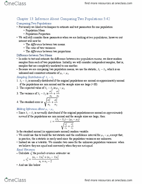 STAT-2066EL Chapter Notes - Chapter 13: Bias Of An Estimator, Consistent Estimator, Confidence Interval thumbnail