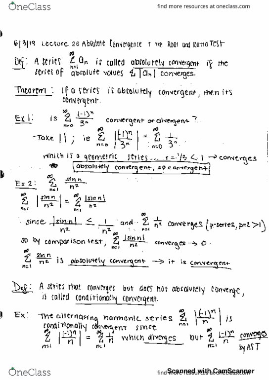 MATH 2B Lecture 26: Absolute Convergence & The Root and Ratio Test cover image
