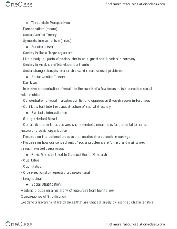 SYG 2010 Lecture Notes - Lecture 1: George Herbert Mead, Symbolic Interactionism, Harmony Society thumbnail