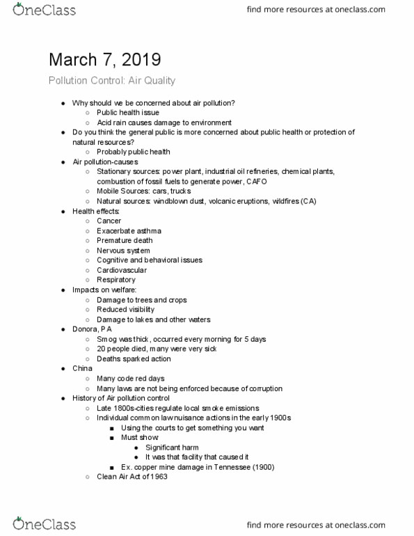 ENSP 102 Lecture Notes - Lecture 11: Acid Rain, Public Health, Concentrated Animal Feeding Operation thumbnail