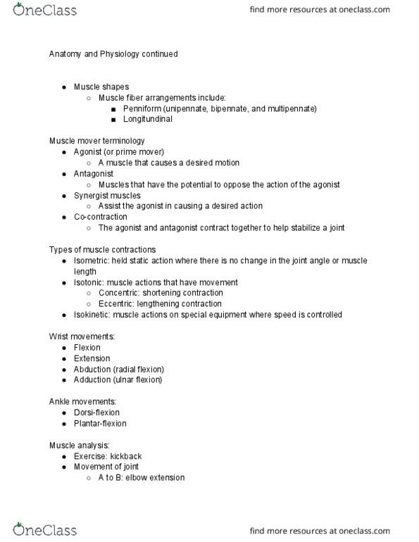 HSC 232 Lecture Notes - Lecture 7: Myocyte, Agonist, Anatomical Terms Of Motion thumbnail