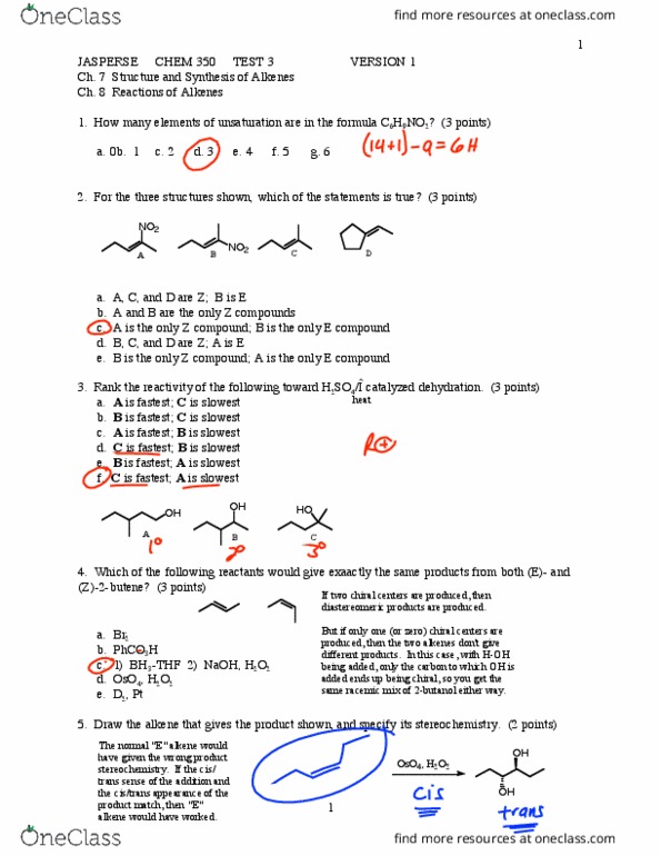 Chem 350 Study Guide Fall 18 Midterm Orbiting Solar Observatory Alkene Stereochemistry