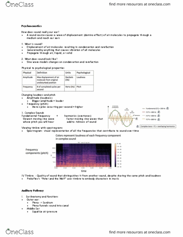PSY 447LEC Lecture Notes - Lecture 2: Sine Wave, Spectrogram, Outer Ear thumbnail
