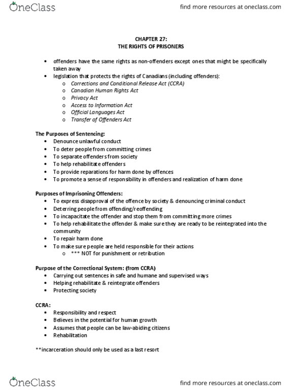 SOC327 Chapter Notes - Chapter 27: Canadian Human Rights Act, Chapter 27 thumbnail