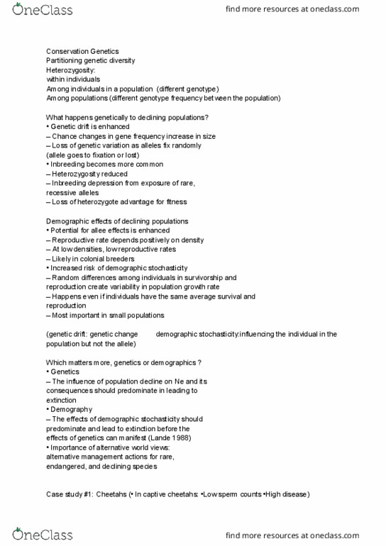 BIO220H1 Lecture Notes - Lecture 18: Inbreeding Depression, Genetic Drift, Nucleotide Diversity thumbnail