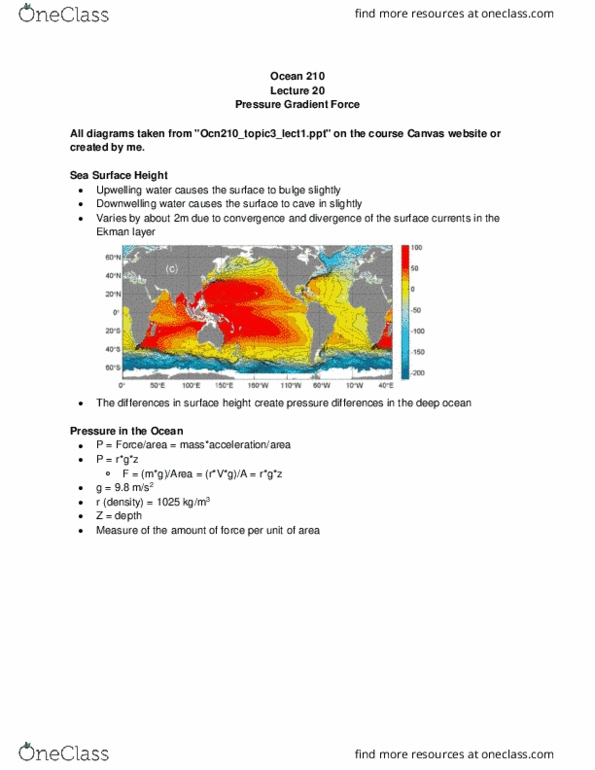 OCEAN 210 Lecture Notes - Lecture 20: Ekman Layer, Downwelling, Upwelling thumbnail