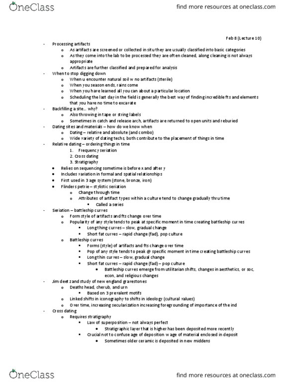 ANTHROP 2PA3 Lecture Notes - Lecture 10: Flinders Petrie, Relative Dating, System On A Chip thumbnail