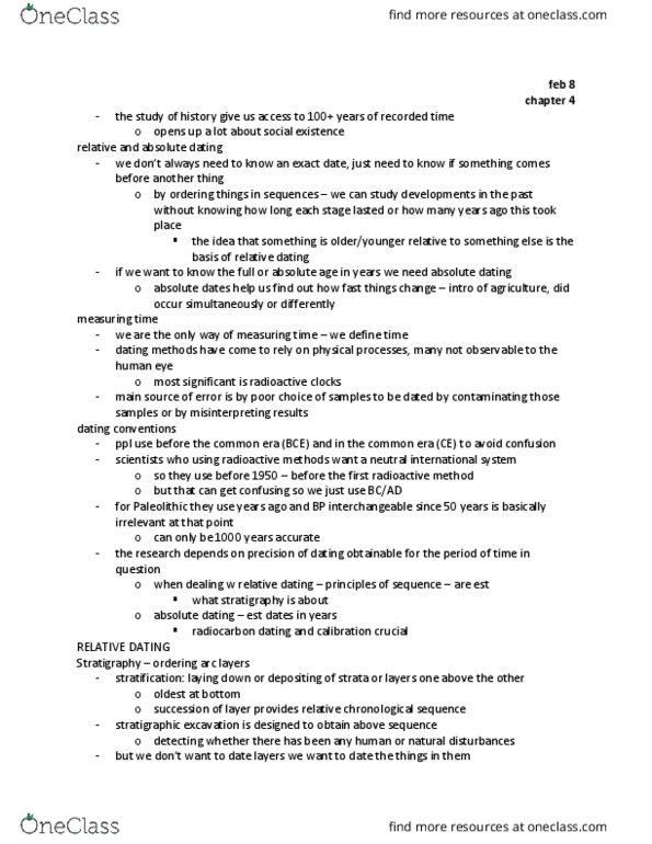 ANTHROP 2PA3 Chapter Notes - Chapter 3: Absolute Dating, Relative Dating, Main Source thumbnail