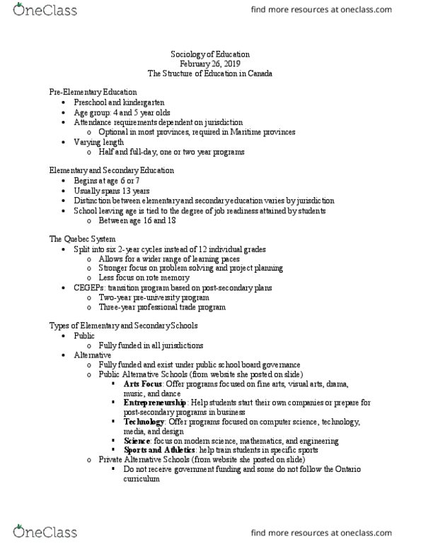 SOCIOL 2GG3 Lecture Notes - Lecture 5: Aboriginal Peoples In Canada, Indian Act, School Choice thumbnail
