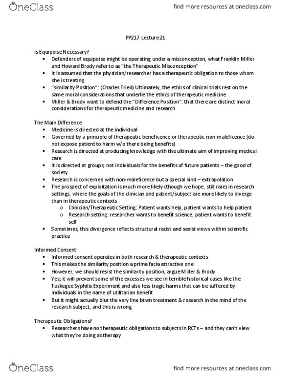 PP217 Lecture Notes - Lecture 21: Prima Facie, Psychological Intervention, Contractualism thumbnail