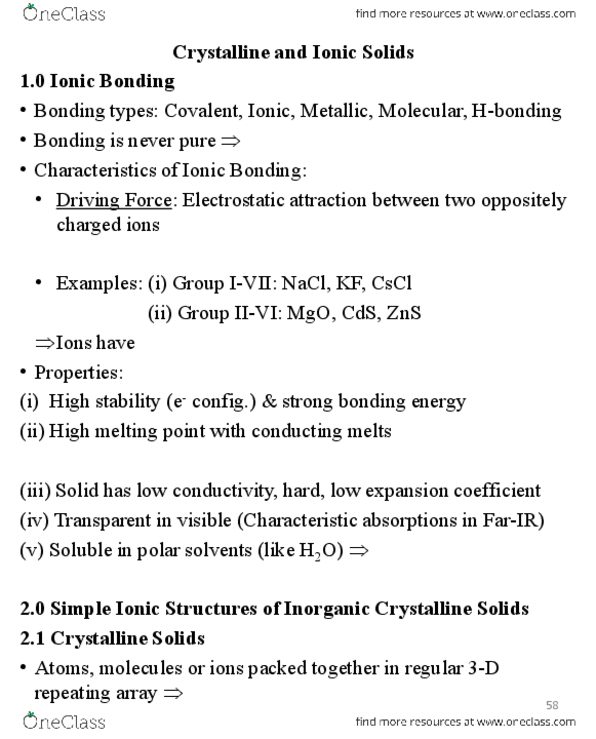 CHEM 230 Lecture Notes - Polyatomic Ion, Cristobalite, Polarizability thumbnail