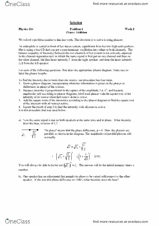 PHYS 214 Midterm PHYS 214 Exam 1 Solutions OneClass