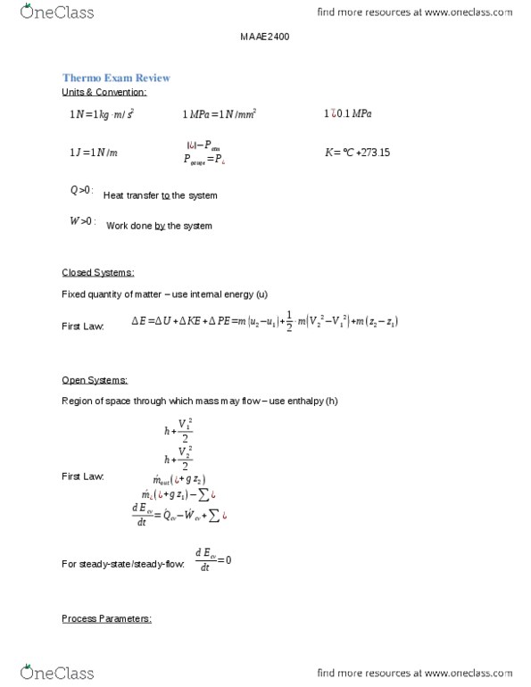 MAAE 2400 Lecture Notes - Brayton Cycle, Rankine Cycle, Isentropic Process thumbnail