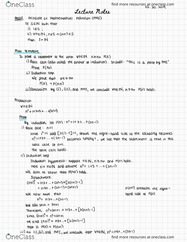 MTH 355 Lecture Notes - Lecture 18: Mathematical Induction thumbnail