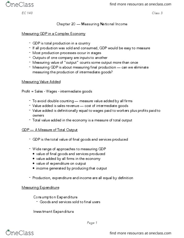 EC140 Lecture Notes - Lecture 3: Counting Measure, Gdp Deflator thumbnail