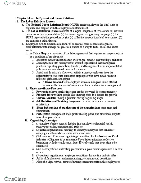MAN 3301 Chapter Notes - Chapter 14: Alternative Dispute Resolution, National Labor Relations Board, Election Petition thumbnail