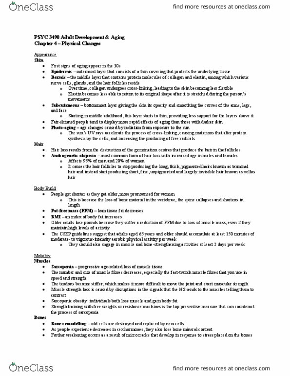 PSYC 3490 Chapter Notes - Chapter 4: Pattern Hair Loss, Vellus Hair, Hair Loss thumbnail