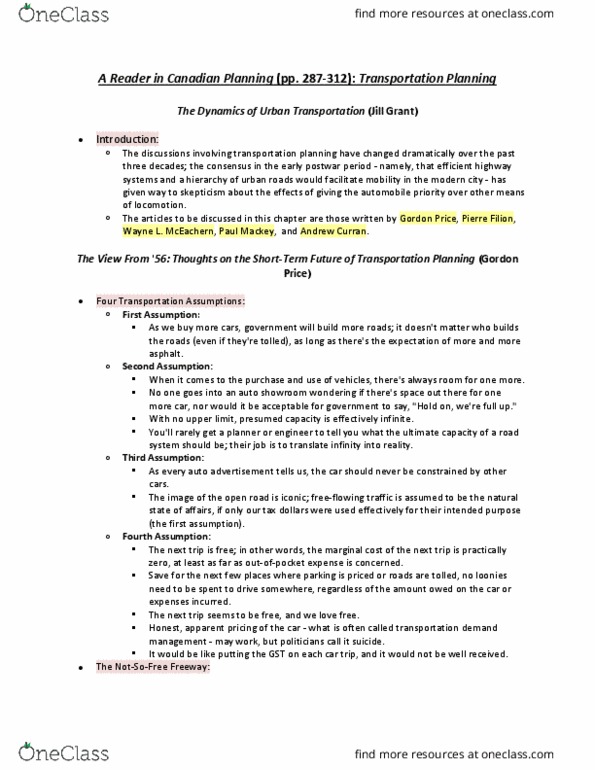 CITB01H3 Chapter Notes - Chapter 12: Transportation Demand Management, Transportation Planning, Marginal Cost thumbnail